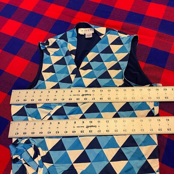 Nikki Poulos Blue White Retro Boho Tank Shirt Blouse Size 1X - Picture 5 of 7